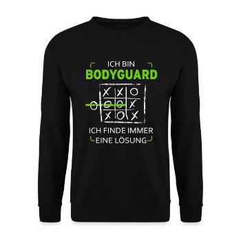 Ich bin Bodyguard Drei Gewinnt Lustig Witzig - Unisex Pullover - Schwarz - Vorne - Alina (178cm) & Michal (187cm)