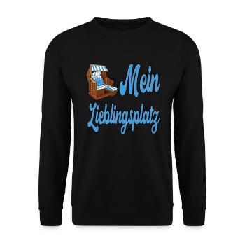 Mein Lieblingsplatz für einen Ostsee und Nordsee - Unisex Pullover - Schwarz - Vorne - Alina (178cm) & Michal (187cm)