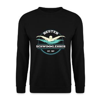 Bester Schwimmlehrer Schwimmen Schwimmtrainer - Unisex Pullover - Schwarz - Vorne - Alina (178cm) & Michal (187cm)