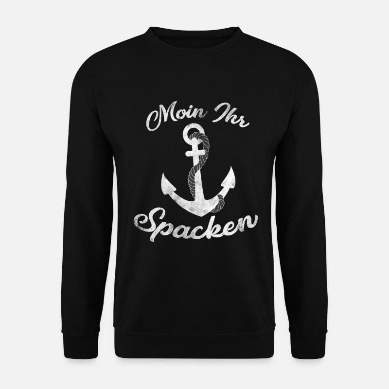 Moin ihr Spacken Leuchtturm Plattdeutsch Nordsee - Unisex Pullover - Schwarz
