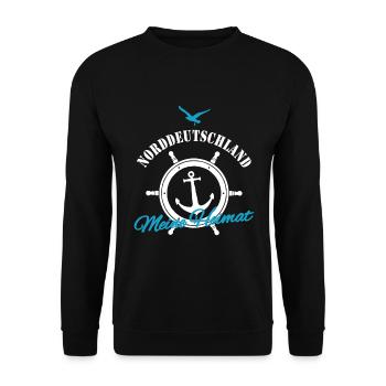 Norddeutschland meine Heimat Nordsee Ostsee Deko - Unisex Pullover - Schwarz - Vorne - Alina (178cm) & Michal (187cm)