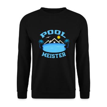 Swimmingpool Bademeister Poolmeister Pool Meister - Unisex Pullover - Schwarz - Vorne - Alina (178cm) & Michal (187cm)