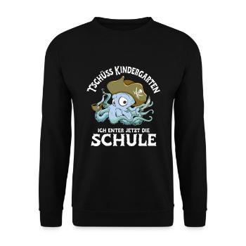 Erster Schultag Einschulung Pirat Erstklässler - Unisex Pullover - Schwarz - Vorne - Alina (178cm) & Michal (187cm)