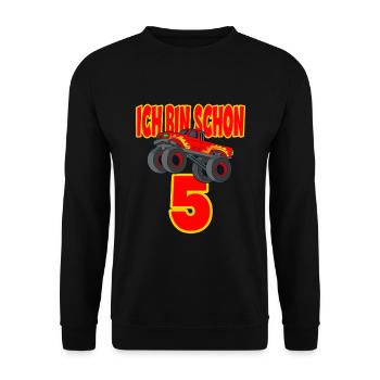 Ich Bin Schon 5 für einen Jungen der 5 Jahre wird - Unisex Pullover - Schwarz - Vorne - Alina (178cm) & Michal (187cm)
