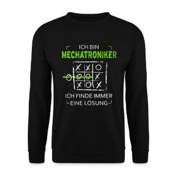 Ich bin Mechatroniker Drei Gewinnt Mechaniker KFZ - Unisex Pullover - Schwarz - Vorne - Alina (178cm) & Michal (187cm)
