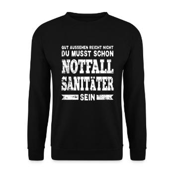 Notfallsanitäter Sanitäter - Unisex Pullover - Schwarz - Vorne - Alina (178cm) & Michal (187cm)