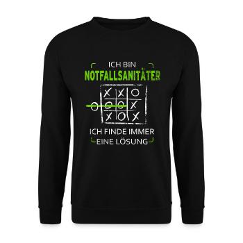 Ich bin Notfallsanitäter - Unisex Pullover - Schwarz - Vorne - Alina (178cm) & Michal (187cm)