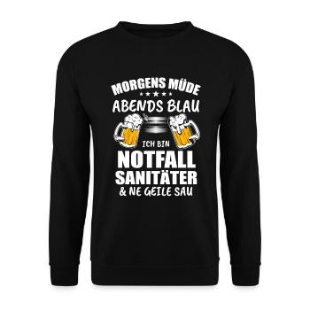 Notfallsanitäter Bier Sanitäter - Unisex Pullover - Schwarz - Vorne - Alina (178cm) & Michal (187cm)