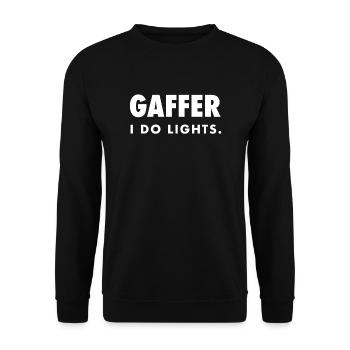 Film Video Gaffer Lichttechniker Beleuchter - Unisex Pullover - Schwarz - Vorne - Alina (178cm) & Michal (187cm)