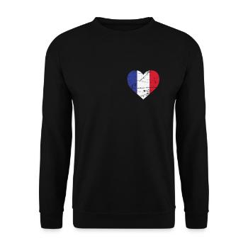 Frankreich Herz Flagge France Patriot Fan - Unisex Pullover - Schwarz - Vorne - Alina (178cm) & Michal (187cm)