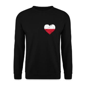 Polish Heart Flag Poland Polska Patriot Fan - Unisex Sweatshirt - black - Front - Alina (178cm) & Michal (187cm)