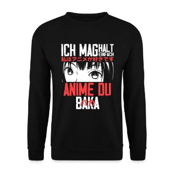 J’aime juste Anime Du Baka Anime Otaku - Sweat-shirt Unisexe - noir - Devant - Alina (178cm) & Michal (187cm)
