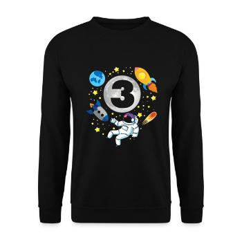 astronaute | | spatiale 3ème | Bday 3 ans Bday - Sweat-shirt Unisexe - noir - Devant - Alina (178cm) & Michal (187cm)