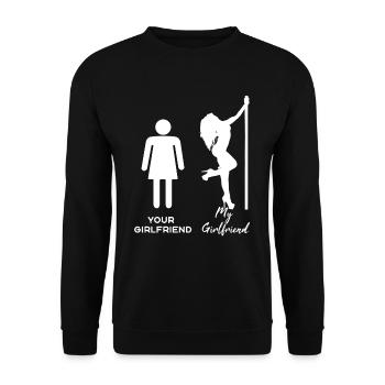 Your girlfriend - My girlfriend - Valentinstag - Unisex Pullover - Schwarz - Vorne - Alina (178cm) & Michal (187cm)