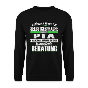 PTA Selbstgespräche Kompetente Beratung Lustig - Unisex Pullover - Schwarz - Vorne - Alina (178cm) & Michal (187cm)