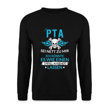 Lustiger PTA Pharmazie Unfall Aussehen Lassen - Unisex Pullover - Schwarz - Vorne - Alina (178cm) & Michal (187cm)