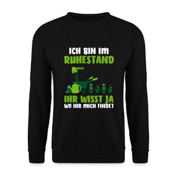 Rente Garten Rentnerin Gärtner Blumen - Unisex Pullover - Schwarz - Vorne - Alina (178cm) & Michal (187cm)