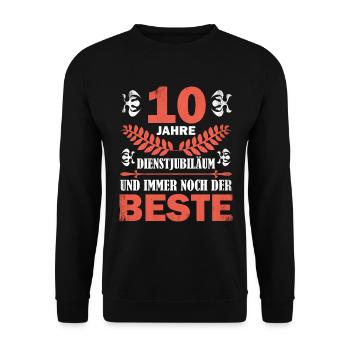 10 Jahre Dienstjubiläum - Unisex Pullover - Schwarz - Vorne - Alina (178cm) & Michal (187cm)