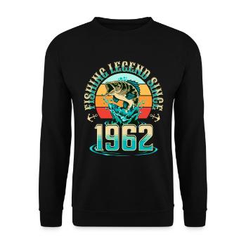 Pêcheur Né En 1962, 60 Ans Anniversaire - Sweat-shirt Unisexe - noir - Devant - Alina (178cm) & Michal (187cm)