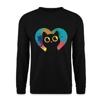 Cats Kitten Lover Cat Mama Papa Colorful - Unisex Sweatshirt - black - Front - Alina (178cm) & Michal (187cm)