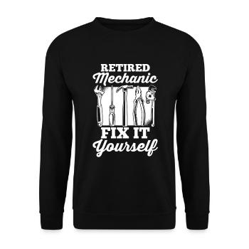 | mécanicien automobile | de retraite Mécanicien dans le - Sweat-shirt Unisexe - noir - Devant - Alina (178cm) & Michal (187cm)