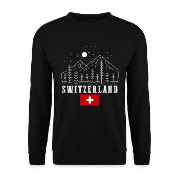 Schweiz Flagge | Schweizer Berge - Unisex Pullover - Schwarz - Vorne - Alina (178cm) & Michal (187cm)
