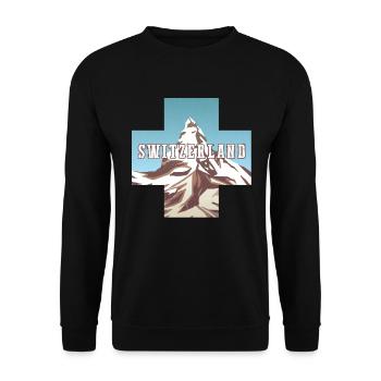 Schweiz-flagge | Schweizer Alpen | Schweiz - Unisex Pullover - Schwarz - Vorne - Alina (178cm) & Michal (187cm)