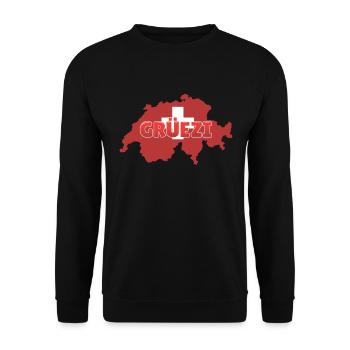 Suisse | Dialecte suisse Grüezi - Sweat-shirt Unisexe - noir - Devant - Alina (178cm) & Michal (187cm)