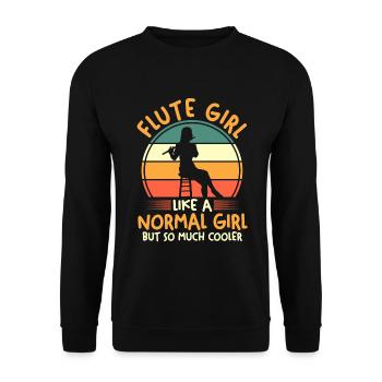 Musicien Flûte Fille Comme Une Fille Normale, - Sweat-shirt Unisexe - noir - Devant - Alina (178cm) & Michal (187cm)