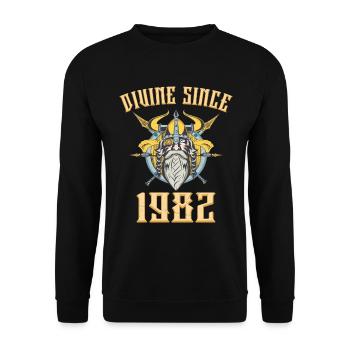 Dieu Viking, Divin Depuis 1982 Anniversaire 41 Ans - Sweat-shirt Unisexe - noir - Devant - Alina (178cm) & Michal (187cm)