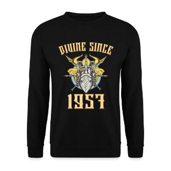 Dieu Viking, Divin Depuis 1957 Anniversaire 66 Ans - Sweat-shirt Unisexe - noir - Devant - Alina (178cm) & Michal (187cm)