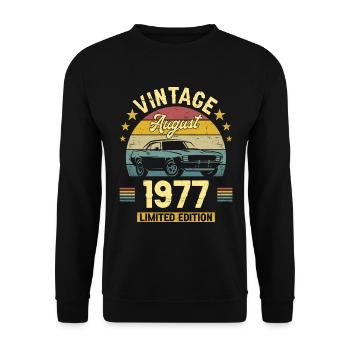 Vintage August 1977 45 years anniversary - Unisex Sweatshirt - black - Front - Alina (178cm) & Michal (187cm)