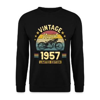 Vintage Août 1957 65 Ans Anniversaire - Sweat-shirt Unisexe - noir - Devant - Alina (178cm) & Michal (187cm)
