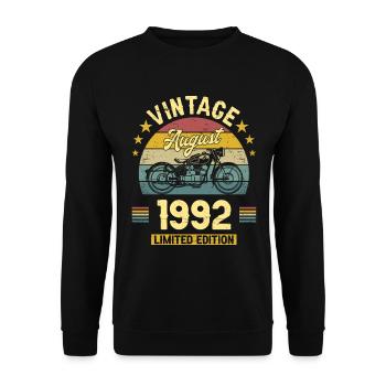 Vintage Août 1992 30 Ans Anniversaire - Sweat-shirt Unisexe - noir - Devant - Alina (178cm) & Michal (187cm)