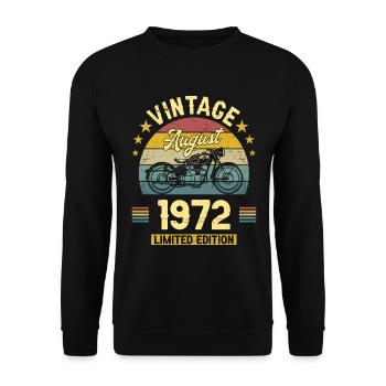 Vintage Août 1972 50 Ans Anniversaire - Sweat-shirt Unisexe - noir - Devant - Alina (178cm) & Michal (187cm)
