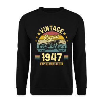 Vintage August 1947 75 years anniversary - Unisex Sweatshirt - black - Front - Alina (178cm) & Michal (187cm)