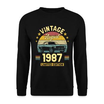 Vintage August 1987 35 years Anniversary - Unisex Sweatshirt - black - Front - Alina (178cm) & Michal (187cm)