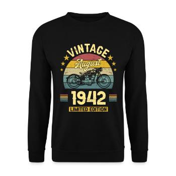 Vintage August 1942 80 years Anniversary - Unisex Sweatshirt - black - Front - Alina (178cm) & Michal (187cm)