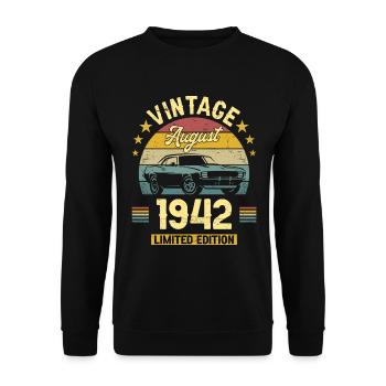 Vintage August 1942 80 years Anniversary - Unisex Sweatshirt - black - Front - Alina (178cm) & Michal (187cm)