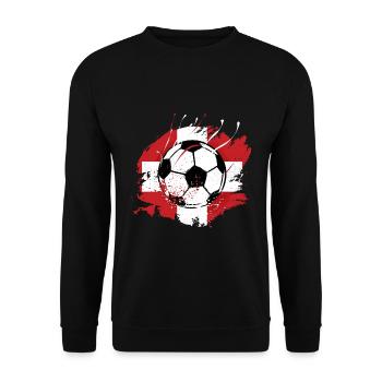 Grunge Fußball mit Schweizer Fahne Fußballfans - Unisex Pullover - Schwarz - Vorne - Alina (178cm) & Michal (187cm)