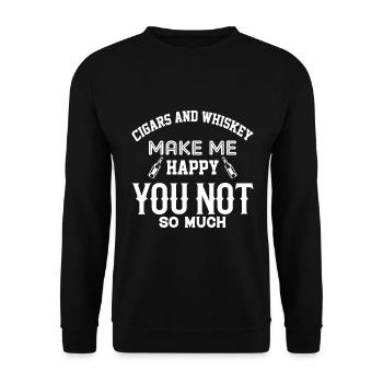 Zigarren Und Whisky Machen Mich Glücklich Alkohol - Unisex Pullover - Schwarz - Vorne - Alina (178cm) & Michal (187cm)