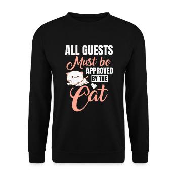 All guests must be approved by the cat - Unisex Sweatshirt - black - Front - Alina (178cm) & Michal (187cm)