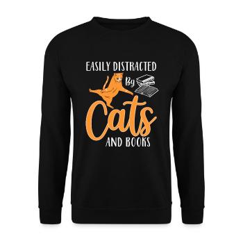 Easily Distracted by Cats And Books - Kittens - Unisex Sweatshirt - black - Front - Alina (178cm) & Michal (187cm)