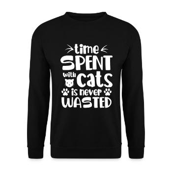 Passer du temps avec les chats n’est pas une perte - Sweat-shirt Unisexe - noir - Devant - Alina (178cm) & Michal (187cm)