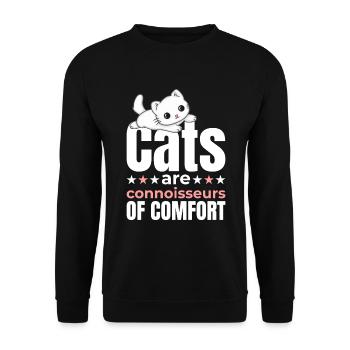Katzen Sind Genießer Des Komforts - Chilling Cat - Unisex Pullover - Schwarz - Vorne - Alina (178cm) & Michal (187cm)
