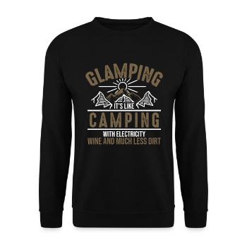 Glamping is like camping with electricity and wine - Unisex Sweatshirt - black - Front - Alina (178cm) & Michal (187cm)