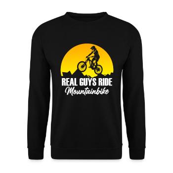 Richtige Jungs Fahren Mountainbike - Fahrradfahrer - Unisex Pullover - Schwarz - Vorne - Alina (178cm) & Michal (187cm)