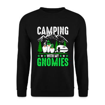 Camping Mit Meinen Gnomien - Camper Gnome - Unisex Pullover - Schwarz - Vorne - Alina (178cm) & Michal (187cm)