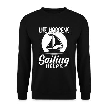 Life happens Sailing helps - Sailor - Unisex Sweatshirt - black - Front - Alina (178cm) & Michal (187cm)
