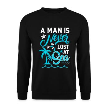 Un homme n’est jamais perdu dans la navigation - la voile - Sweat-shirt Unisexe - noir - Devant - Alina (178cm) & Michal (187cm)